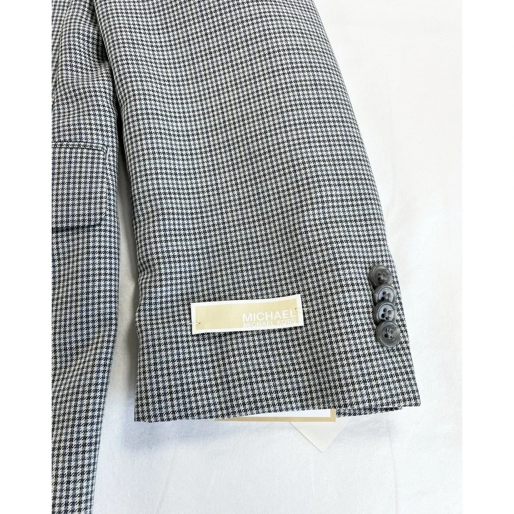 NWT Michael Kors Men's 44R Classic Fit Sport Coat Blazer Grey Black Houndstooth